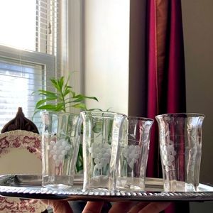 Classic Italian wine glasses. Beautiful etched glass.